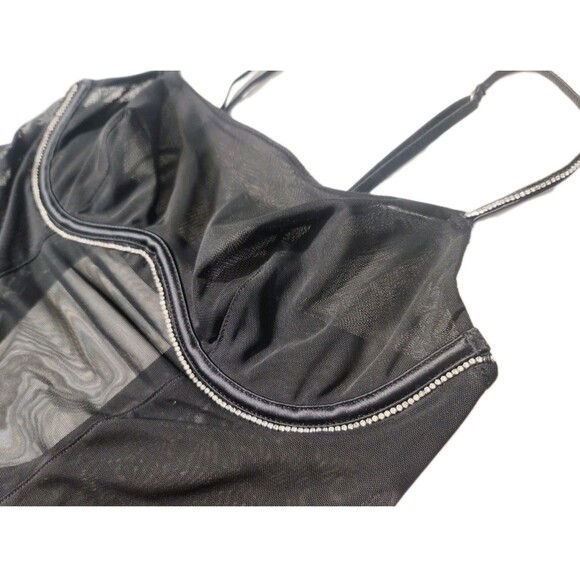 Auden Intimates Womens XS Mesh Rhinestone Bling Lingerie Dress Stretchy Black - Picture 5 of 9